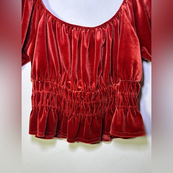 Forever 21 Velvet Orange Crop Top Peplum Top Size Medium - Picture 3 of 5